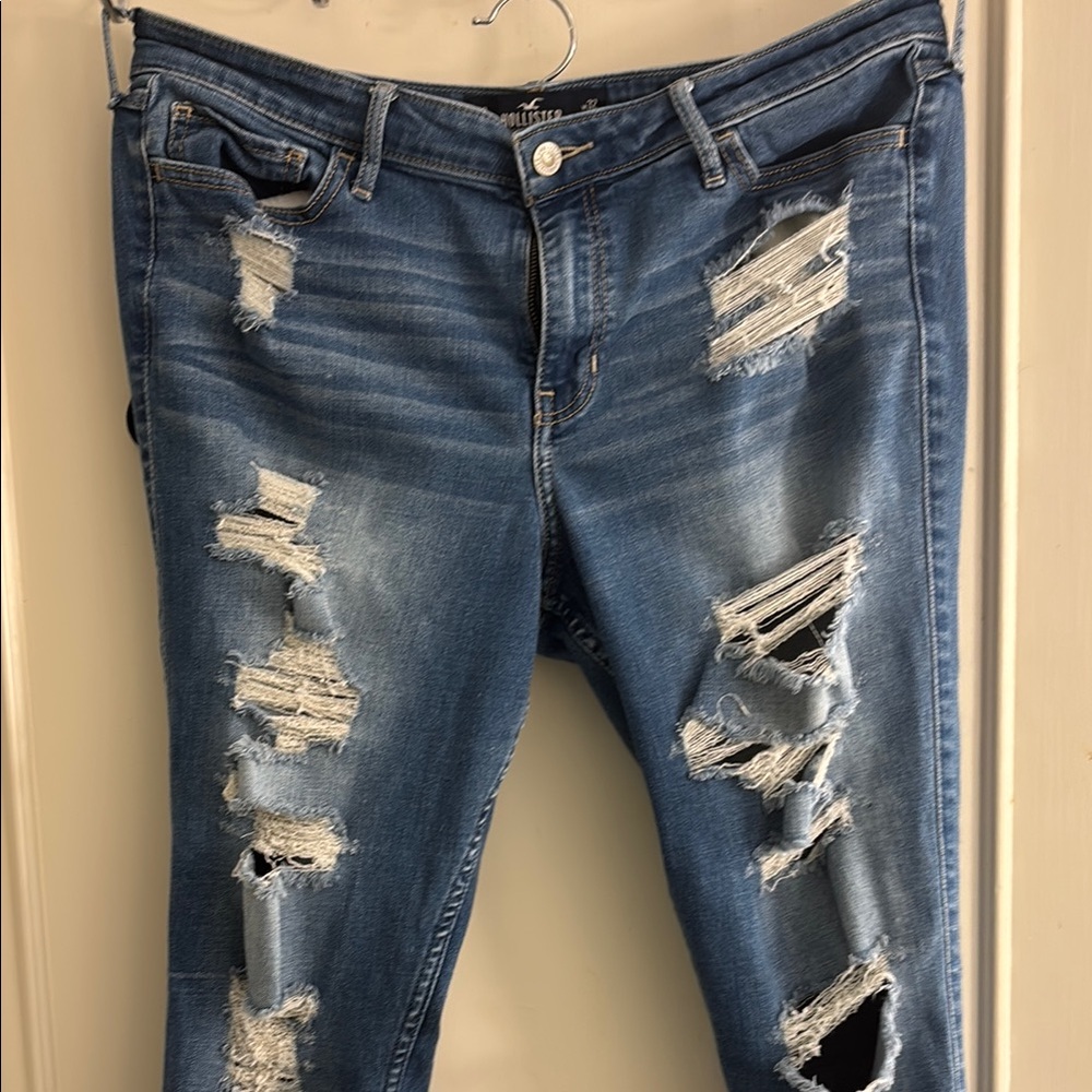 Hollister Blue Boyfriend Jeans with Distressed Details